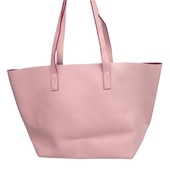 PVC Tote Bag Womens Pink Polyester Lining Large Shoulder Bag Purse - Picture 1 of 11
